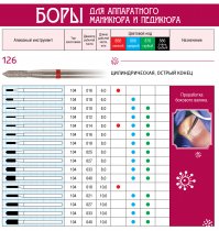 Боры алмазные, форма цилиндрическая 126,d=016,L=8,0мм(10шт) 1